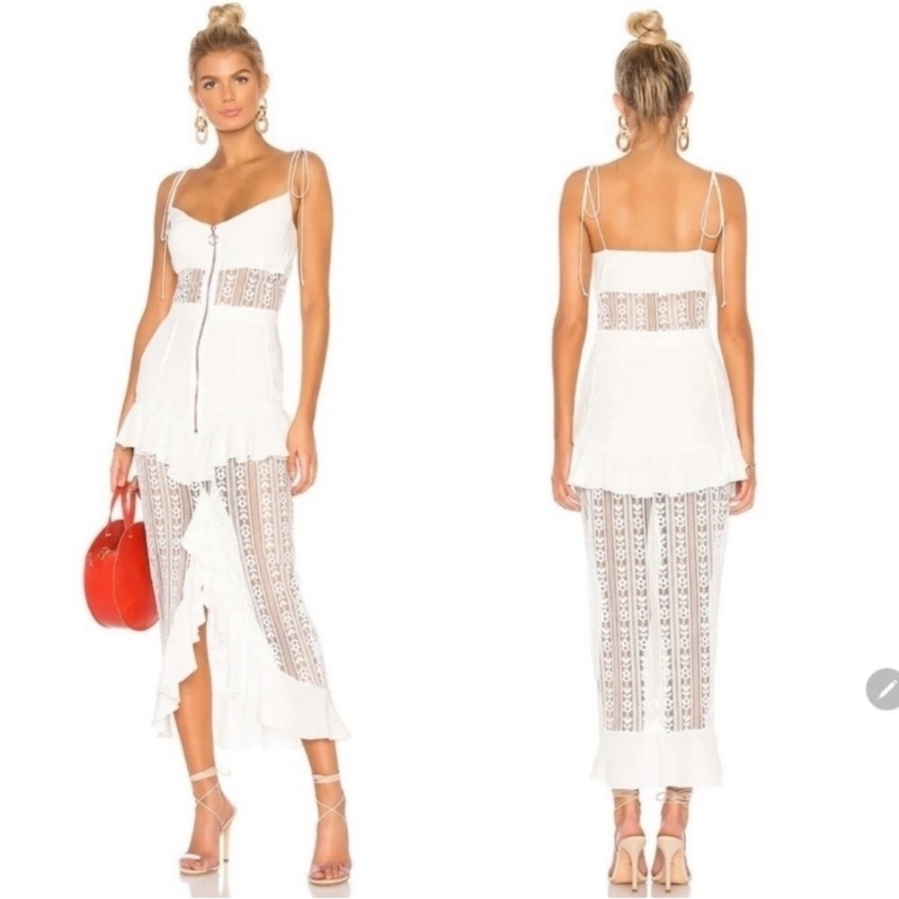 For Love & Lemons Bridal Lovebird Midi Dress *Mint Light Green* NWT Revolve Lace